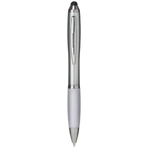Stříbrné kuličkové pero a stylus Nash s barevným úchopem