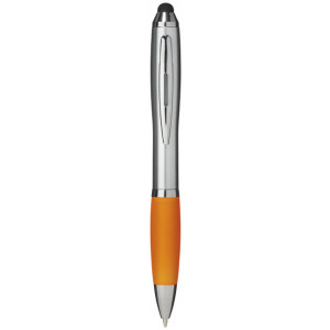 Stříbrné kuličkové pero a stylus Nash s barevným úchopem