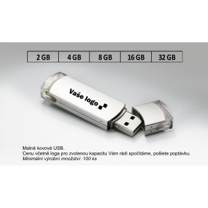 Elegantní stříbrný USB flash disk.